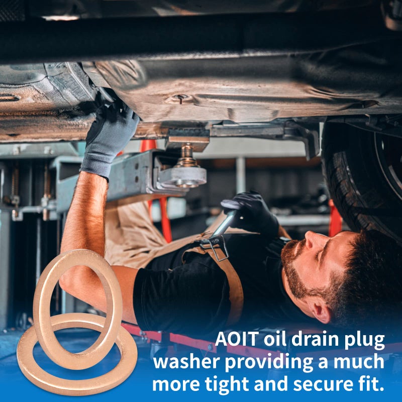 AOIT M12 Copper Oil Drain Plug Crush Washer Gasket Fits for BMW, M12 x 17 x 1.5, 10 Pack - Image 5